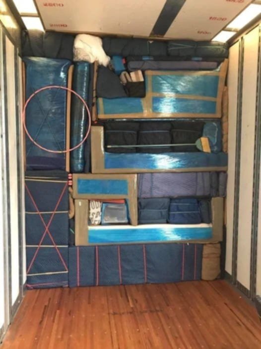 Efficiently packed moving truck