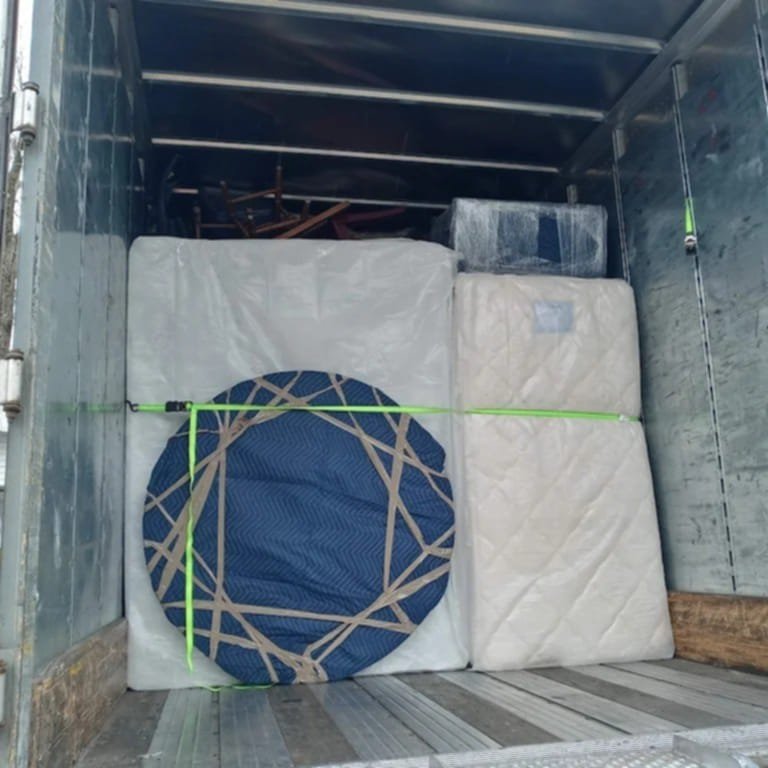 Protected furniture ready for transport